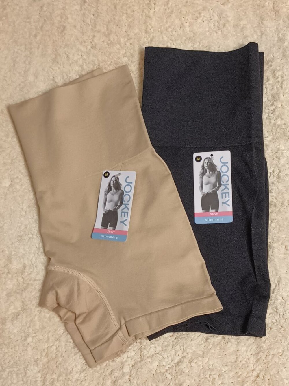 NWT~2 pairs of Jockey Slimmers Microfiber Seamfree Mid-Rise Mid-Length Shorts